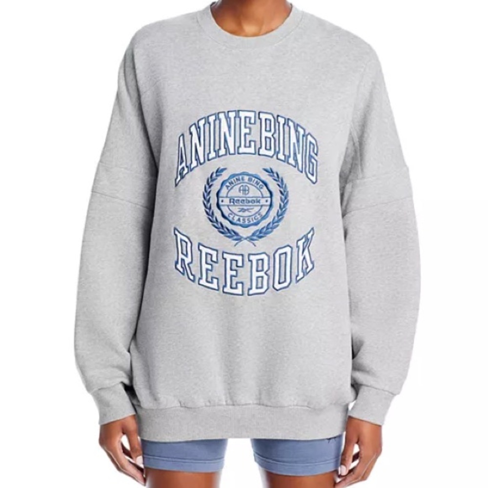 ANINE BING X REEBOK OVERSIZED CREW (NWT) Size Medium in Grey Heather.